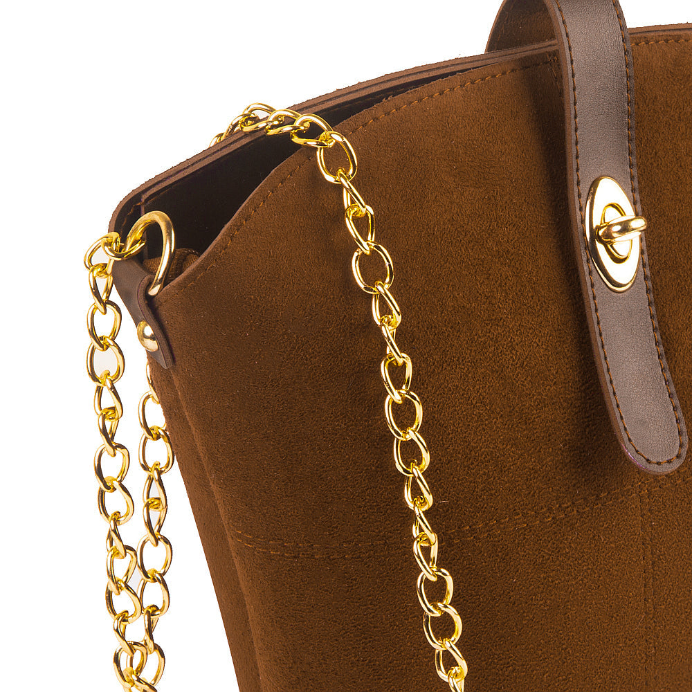 BUCKET SUEDE CHAIN  BROWN