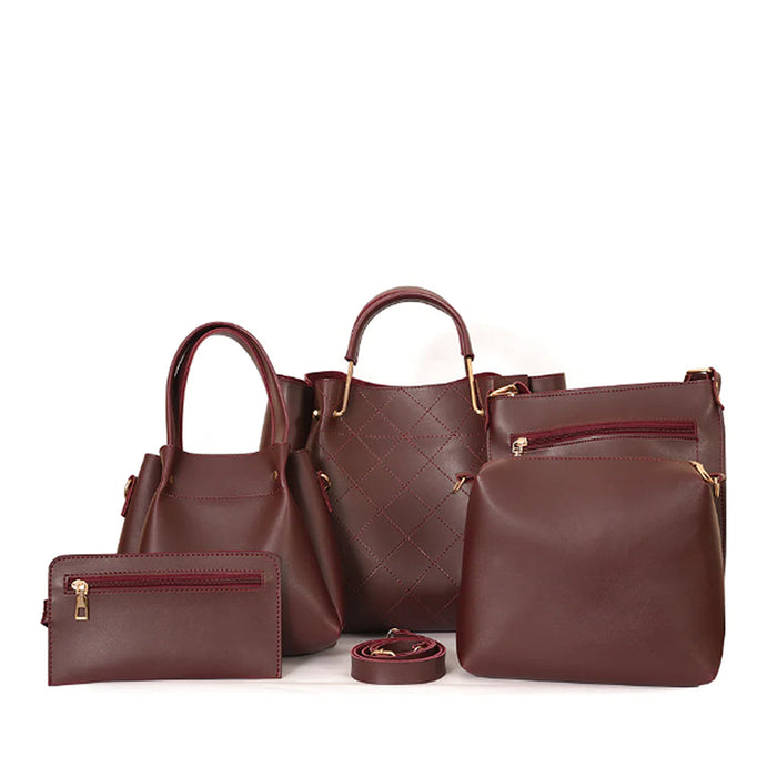 FABULOUS 5 PCS MAROON BAG SET