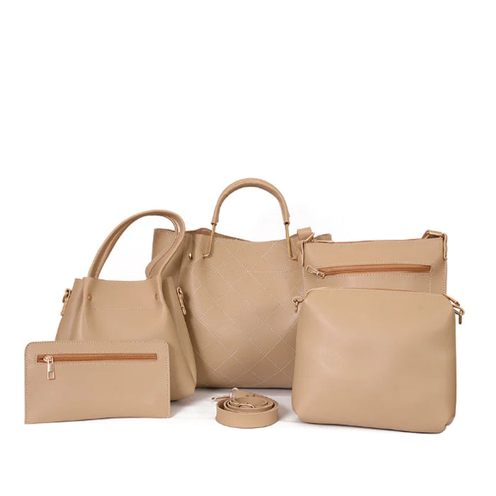 FABULOUS 5 PCS BEIGE BAG SET