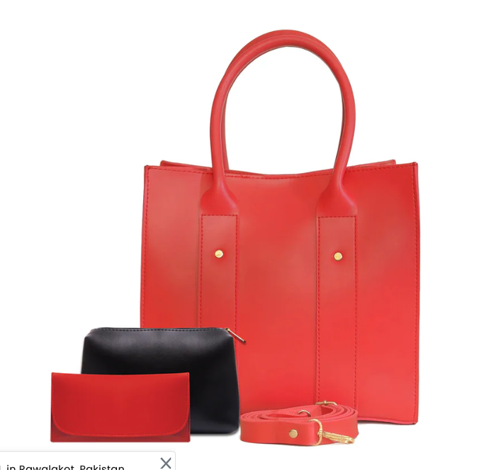 TOTE ALBERTA 3 PCS BAG SET RED