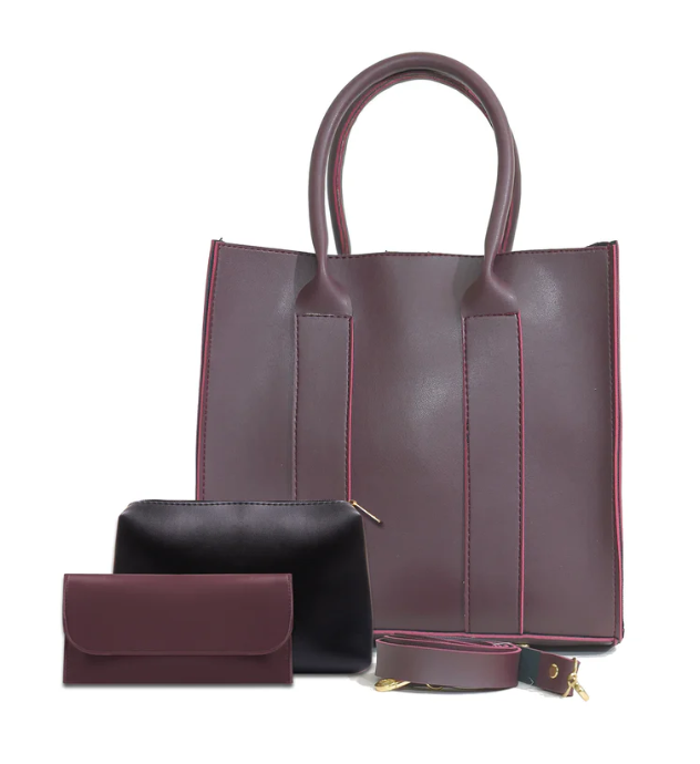 TOTE ALBERTA 3 PCS BAG SET MAROON