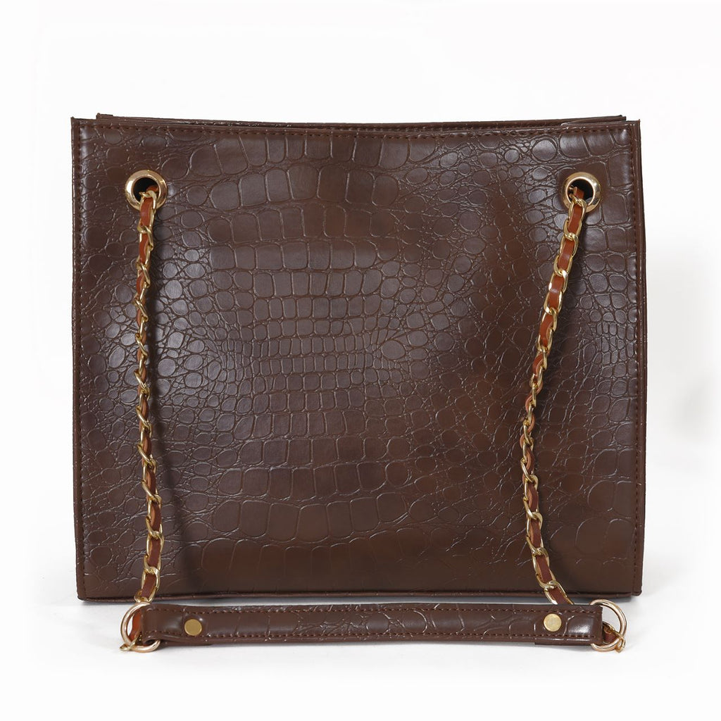 BROWN CROCODILE TOTE