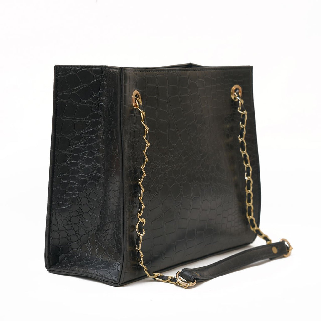 BLACK CROCODILE TOTE