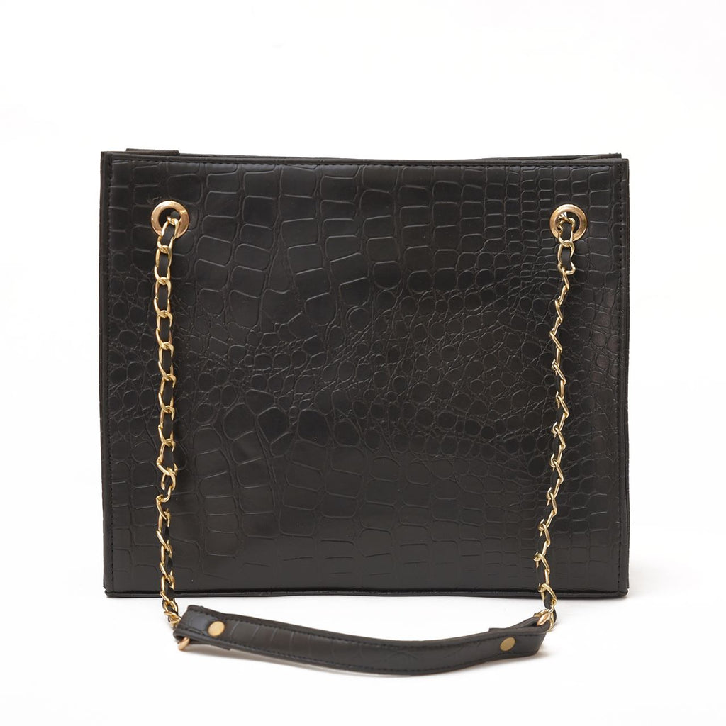 BLACK CROCODILE TOTE