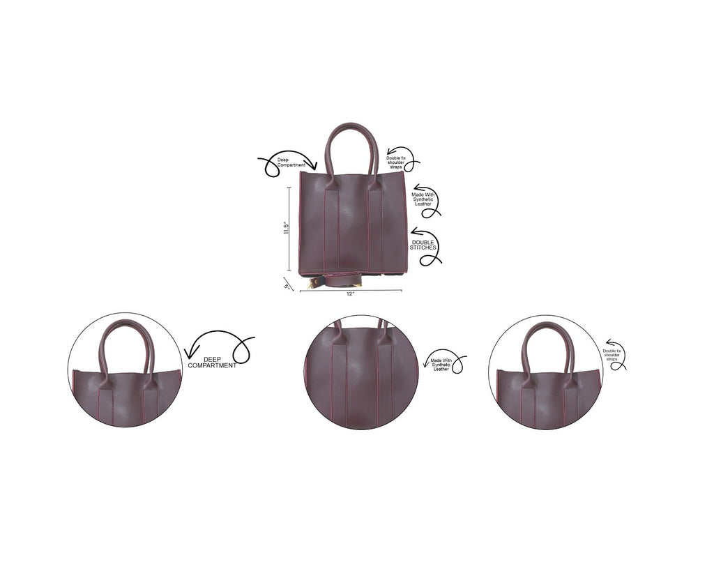 TOTE ALBERTA 3 PCS BAG SET MAROON